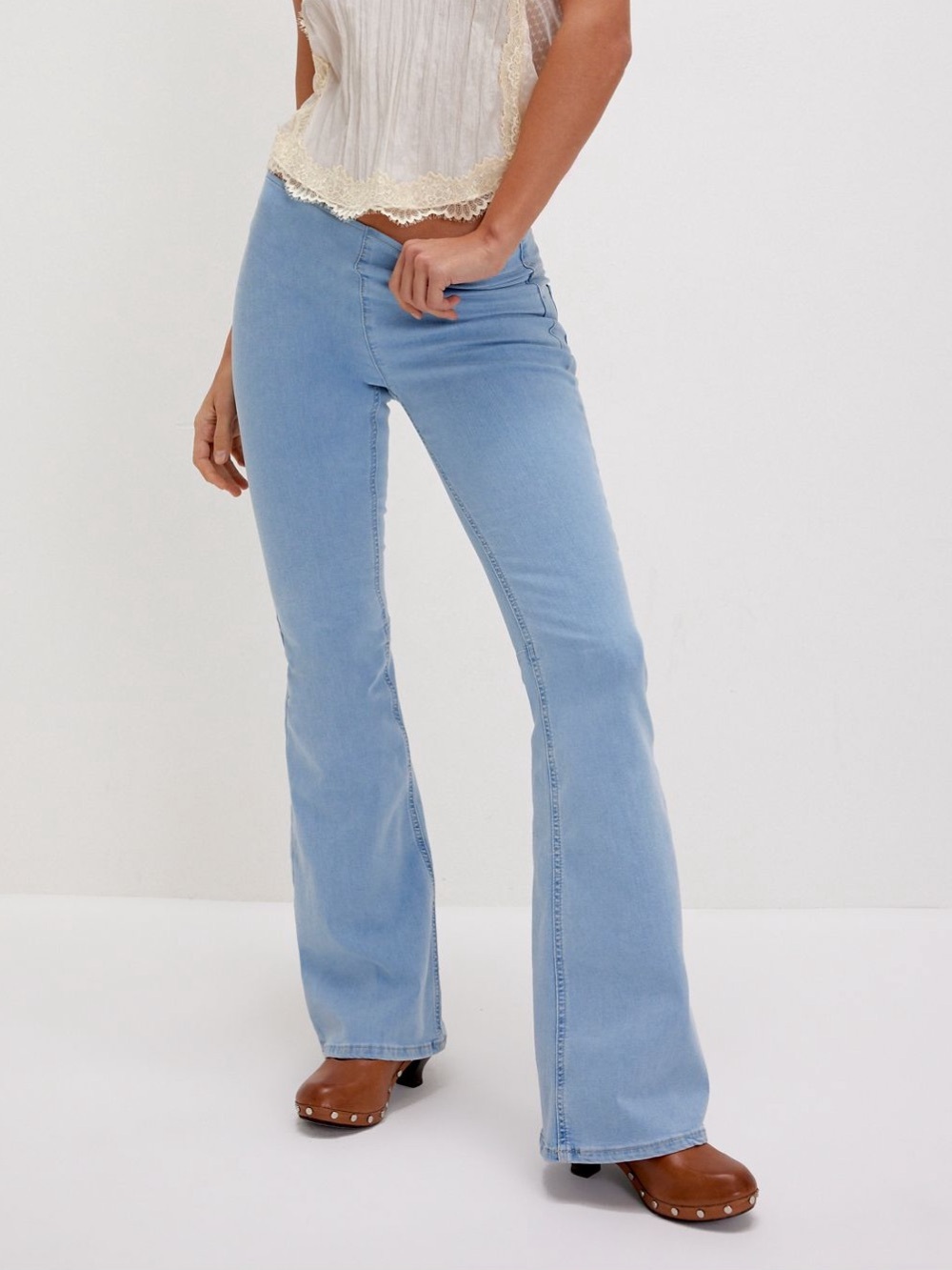 We The Free Penny Light Wash Pull On Flare Jeans